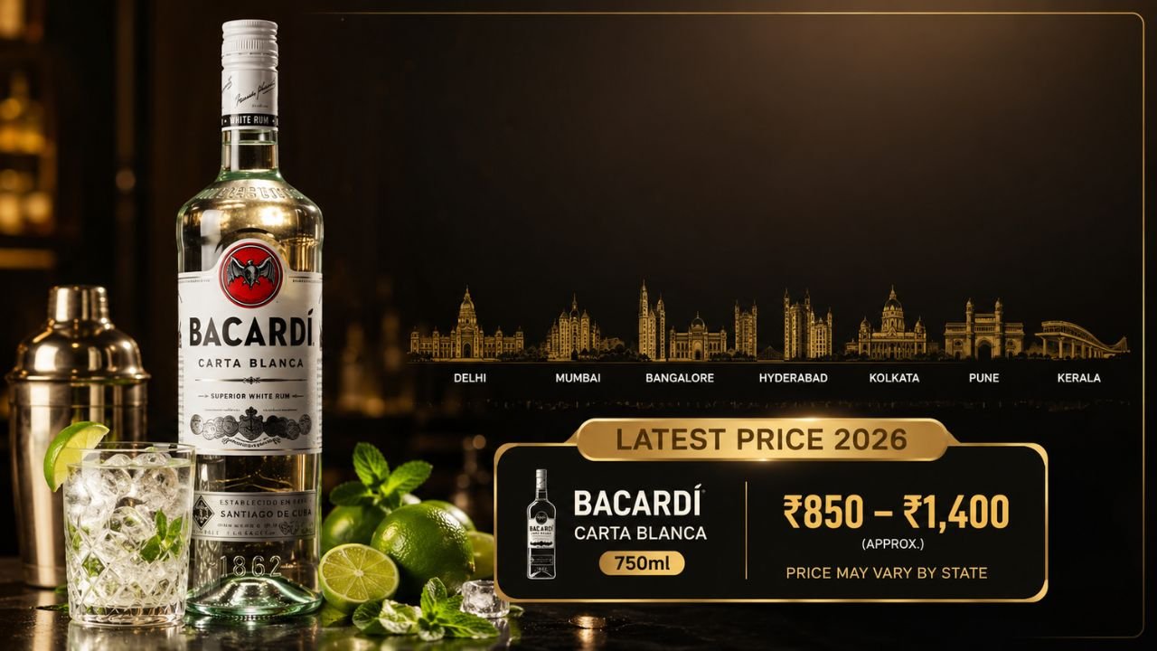Bacardi White Rum Price in India 2026: Latest 750ml Price, Delhi, Mumbai, Bangalore & More