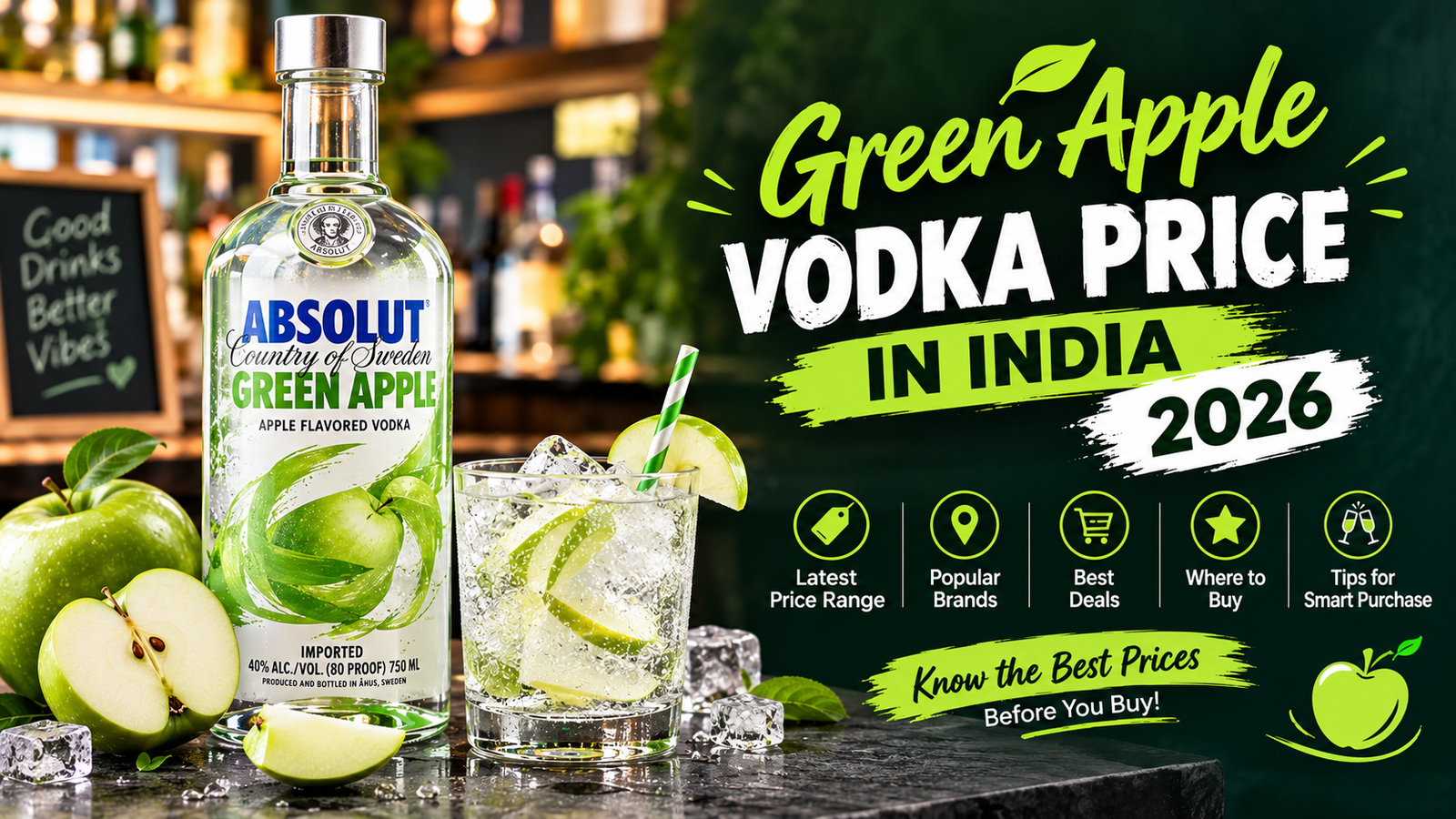 Green Apple Vodka Price in India 2026: Latest Rates, Popular Brands, Sizes and Complete Guide